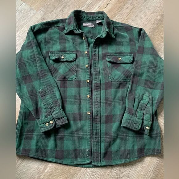 VTG David Taylor Grandpa Plaid Flannel Green Black Size XL - Picture 2 of 9